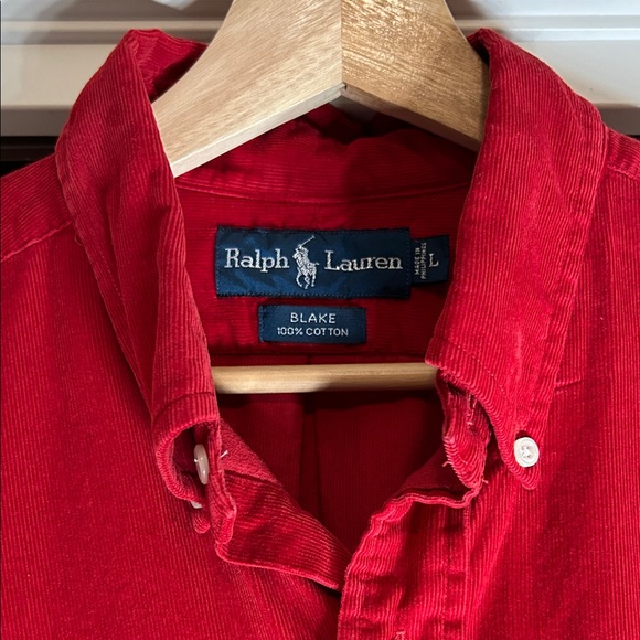 Polo Ralph Lauren Men's Blake Corduroy Bold Red Button-Down Shirt Size Large - Picture 3 of 12